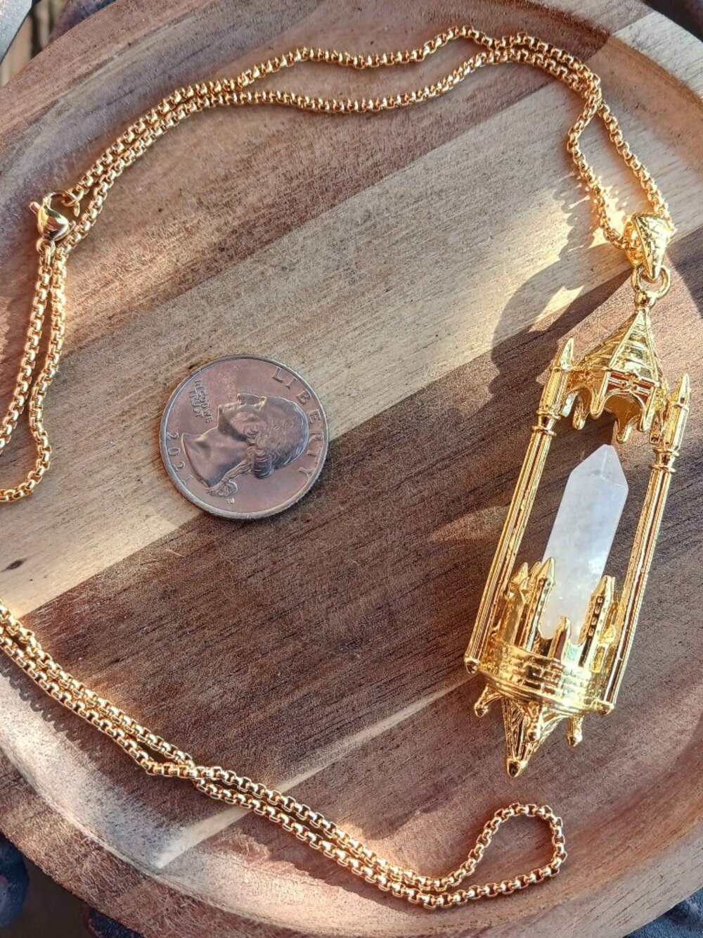 Gothic Castle Clear quartz point necklace